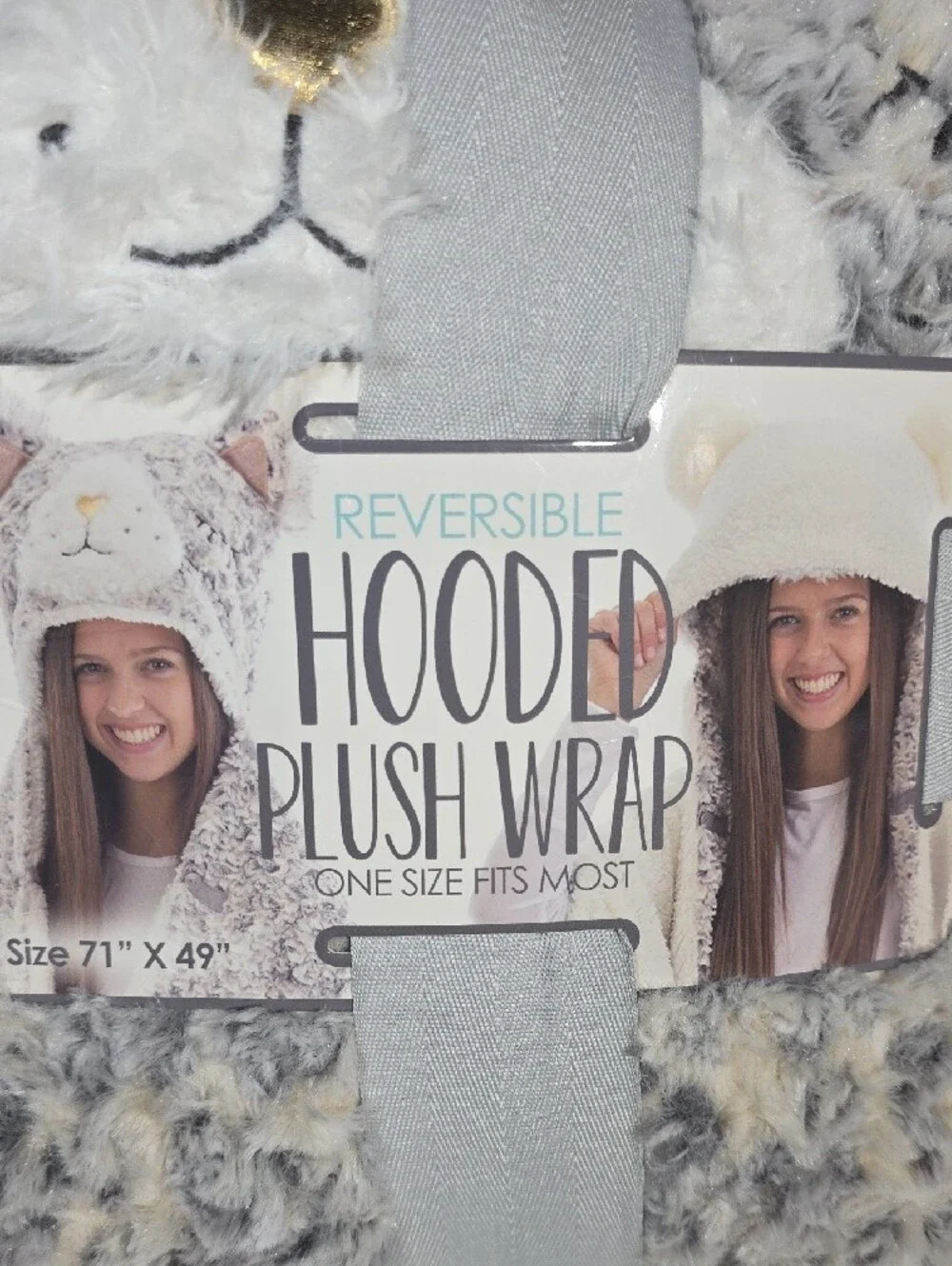 Cat Reversible Hooded Plush Wrap